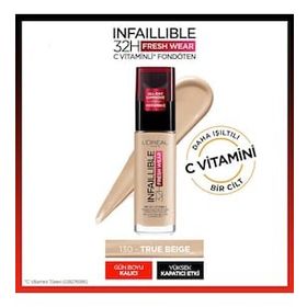 Loreal Paris 32H 130 True Beige C Vitaminli Fondöten