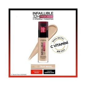 Loreal Paris 32H 130 True Beige C Vitaminli Fondöten