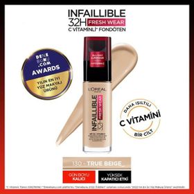 Loreal Paris 32H 130 True Beige C Vitaminli Fondöten