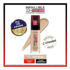Loreal Paris 32H 130 True Beige C Vitaminli Fondöten