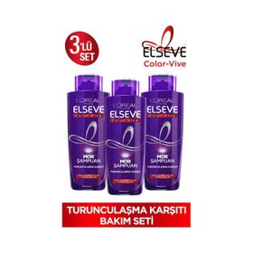 Loreal Paris Elseve Turunculaşma Karşıtı 3x200 ml Mor Şampuan + Color Queen Göz Farı