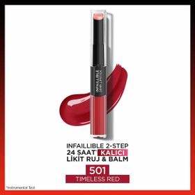 Loreal Paris Infaillible 2-Step 501 Timeless Red Kalıcı Likit Ruj ve Balm