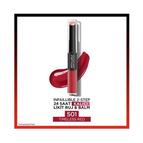 Loreal Paris Infaillible 2-Step 501 Timeless Red Kalıcı Likit Ruj ve Balm