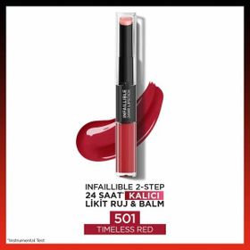 Loreal Paris Infaillible 2-Step 501 Timeless Red Kalıcı Likit Ruj ve Balm