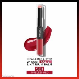 Loreal Paris Infaillible 2-Step 501 Timeless Red Kalıcı Likit Ruj ve Balm