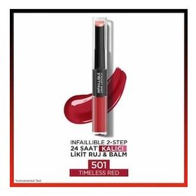 Loreal Paris Infaillible 2-Step 501 Timeless Red Kalıcı Likit Ruj ve Balm