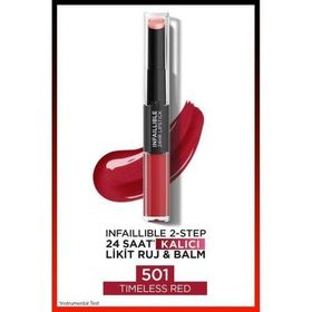 Loreal Paris Infaillible 2-Step 501 Timeless Red Kalıcı Likit Ruj ve Balm