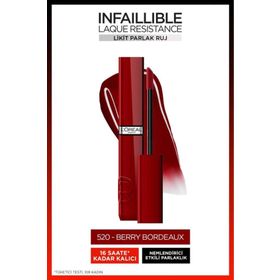 Loreal Paris Infaillible Matte Resistance 520 Berry Bordeaux Likit Parlak Ruj