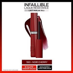 Loreal Paris Infaillible Matte Resistance 550 Noir Cherry Likit Parlak Ruj