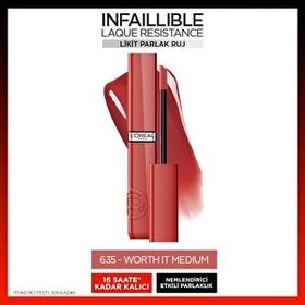 Loreal Paris Infaillible Matte Resistance 635 Worth It Medium Likit Parlak Ruj