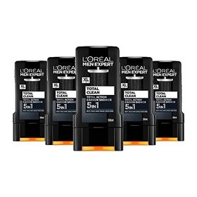 L'Oreal Paris Men Expert Total Clean 5'i 1 Arada Kömürlü 5x300 ml Duş Jeli