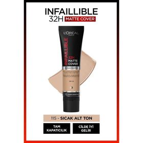 Loreal Paris No: 115 Golden Beige Infaillible 24H Matte Cover Yüksek Kapatıcı Fondöten