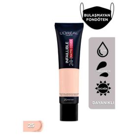 Loreal Paris No: 25 Rose Ivory Infaillible 24H Matte Cover Yüksek Kapatıcı Fondöten