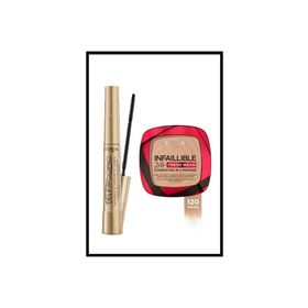 Loreal Paris Telescopic Gold Siyah Maskara + Infaillible 24H Fresh Wear 120 Vanilla Pudra Fondöten