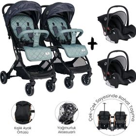 Lorelli Fiorano Kabin Trooper Yeşil İkiz Bebek Arabası