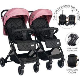 Lorelli Fiorano New Kabin Pembe İkiz Bebek Arabası