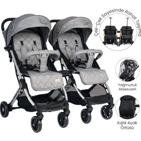 Lorelli New Fiorano Kabin Dolphin Grey Gri İkiz Bebek Arabası