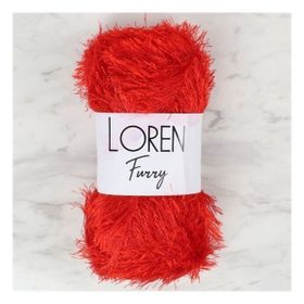 Loren 34053 RF025 Furry Kırmızı El Örgü İpi