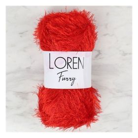 Loren 34053 RF025 Furry Kırmızı El Örgü İpi