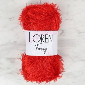 Loren 34053 RF025 Furry Kırmızı El Örgü İpi