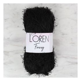 Loren 34066 RF1001 Furry Siyah El Örgü İpi