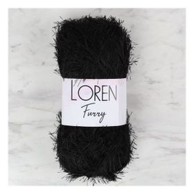 Loren 34066 RF1001 Furry Siyah El Örgü İpi
