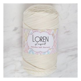 Loren LM003 34427 Polyester Soft Macrame Krem El Örgü İpi