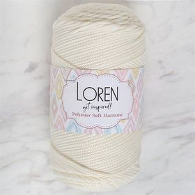 Loren LM003 34427 Polyester Soft Macrame Krem El Örgü İpi