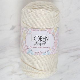 Loren LM003 34427 Polyester Soft Macrame Krem El Örgü İpi