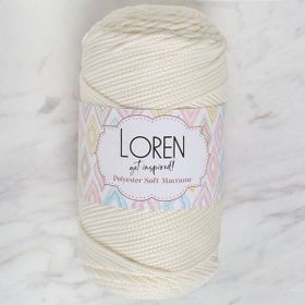 Loren LM003 34427 Polyester Soft Macrame Krem El Örgü İpi