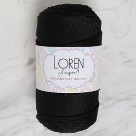 Loren LM040 34445 Polyester Soft Macrame Siyah El Örgü İpi