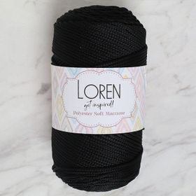 Loren LM040 34445 Polyester Soft Macrame Siyah El Örgü İpi