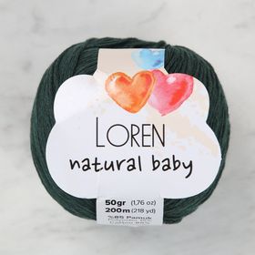 Loren R073 Natural Baby Koyu Yeşil El Örgü İpi