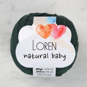 Loren R073 Natural Baby Koyu Yeşil El Örgü İpi