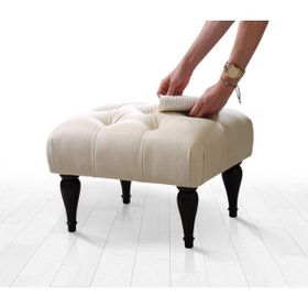 Lorence Home Floral Krem Puf