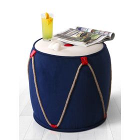 Lorence Home Fora Beyaz - Mavi Puf