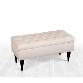Lorence Home Maye Sandıklı Krem Puf