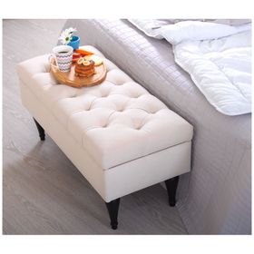 Lorence Home Maye Sandıklı Krem Puf