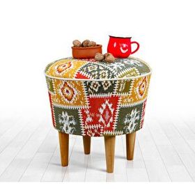 Lorence Home Rug Beyaz Puf Koltuk