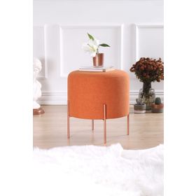 Lorence Home TY4442 Turuncu Yuvarlak Copper Puf