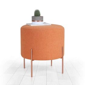 Lorence Home TY4442 Turuncu Yuvarlak Copper Puf