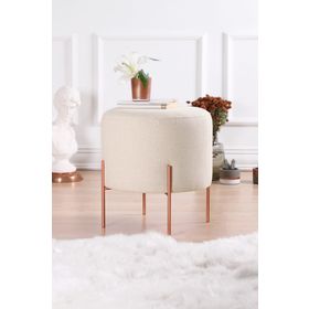 Lorence Home TY4446 Krem Yuvarlak Copper Puf