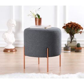 Lorence Home TY4447 Koyu Gri Yuvarlak Copper Puf