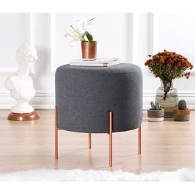 Lorence Home TY4447 Koyu Gri Yuvarlak Copper Puf