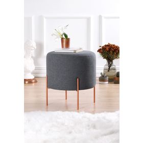 Lorence Home TY4447 Koyu Gri Yuvarlak Copper Puf