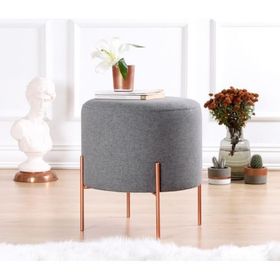Lorence Home TY4451 Gri Yuvarlak Copper Puf
