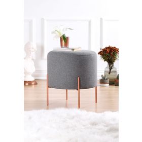 Lorence Home TY4451 Gri Yuvarlak Copper Puf
