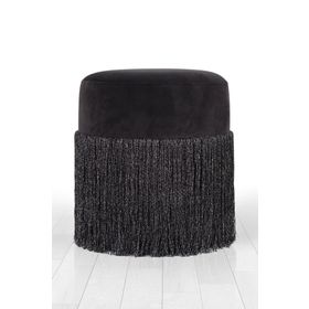 Lorence Home TY7574 Siyah Merkür Püsküllü Puf