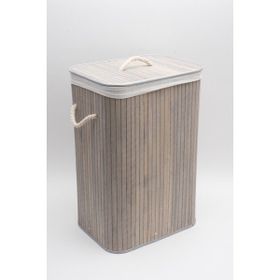 Lorin CHK519G 72 lt 40x30x60 Gri Bambu Katlanır Kirli Çamaşır Sepeti