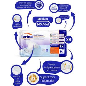 Lorina Tekstil Yüzeyli Bel Bantlı Yetişkin Medium 240 Adet Hasta Bezi
